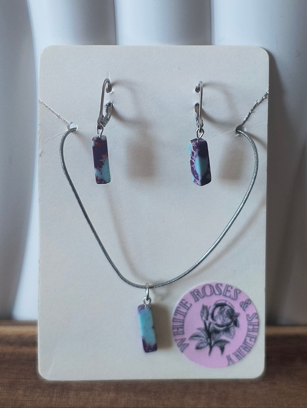 Purple Jasper & Stainless Steel Snake Chain Jewelry Set - Boho Set
